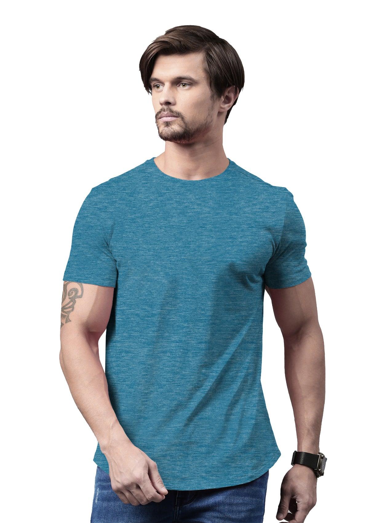 Men's Aqua Heather Short Sleeve Crew Neck T-Shirt