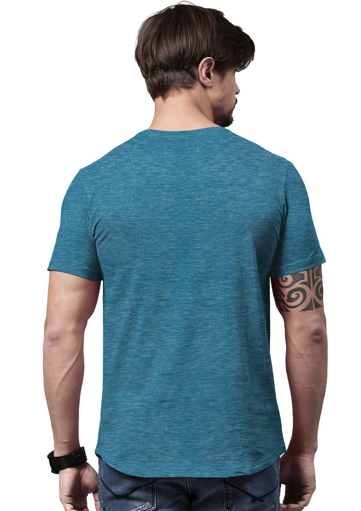 Men's Aqua Heather Short Sleeve Crew Neck T-Shirt