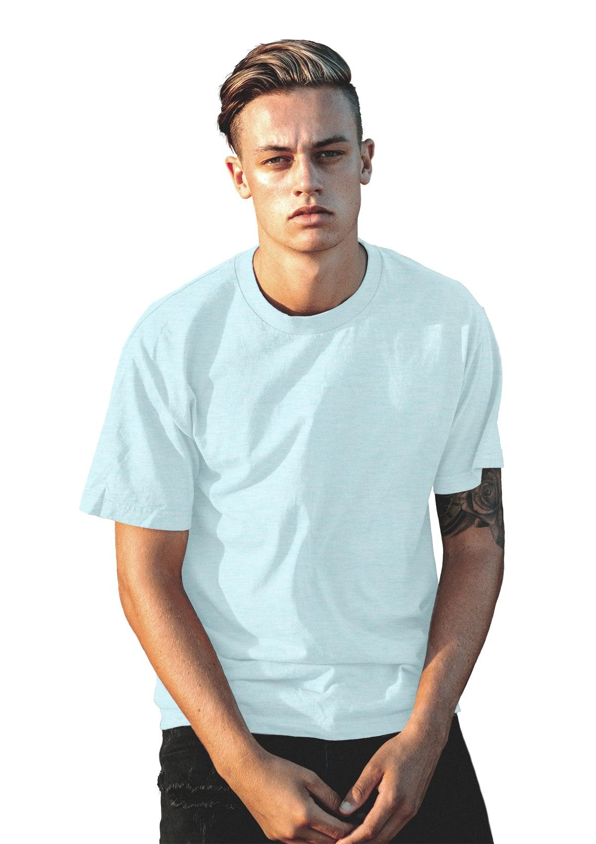 Mens T-Shirt Short Sleeve Crew Neck Ice Blue Triblend