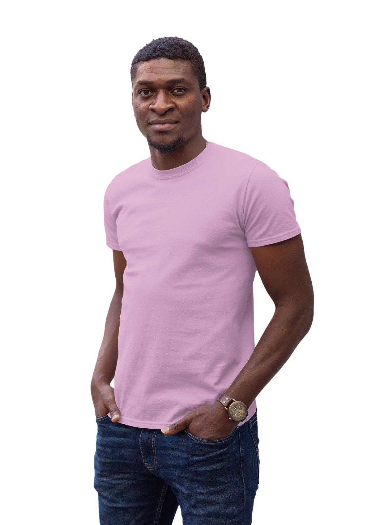Mens T-Shirt Short Sleeve Crew Neck Lilac Cotton