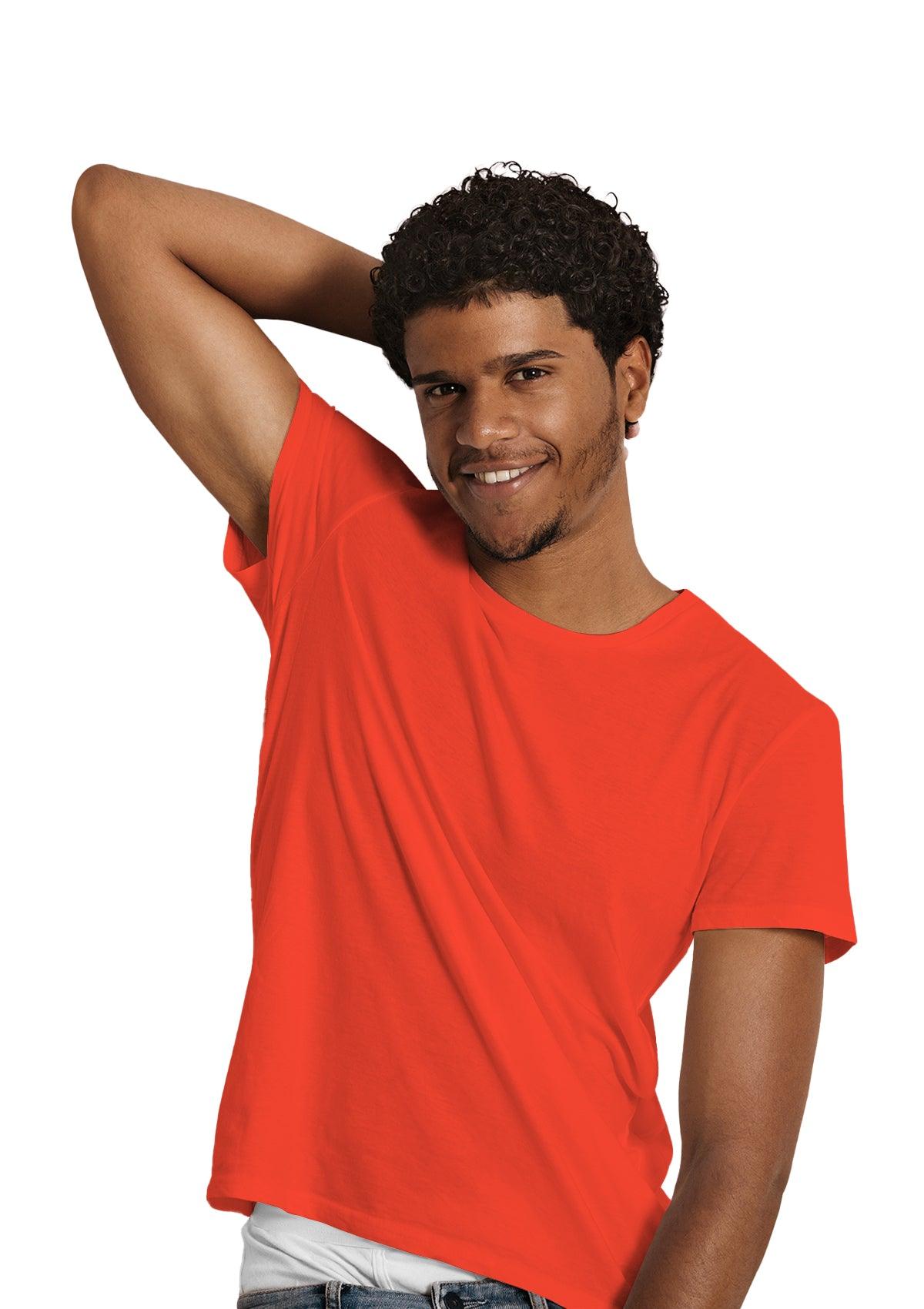 Mens T-Shirt Short Sleeve Crew Neck Poppy Red Cotton