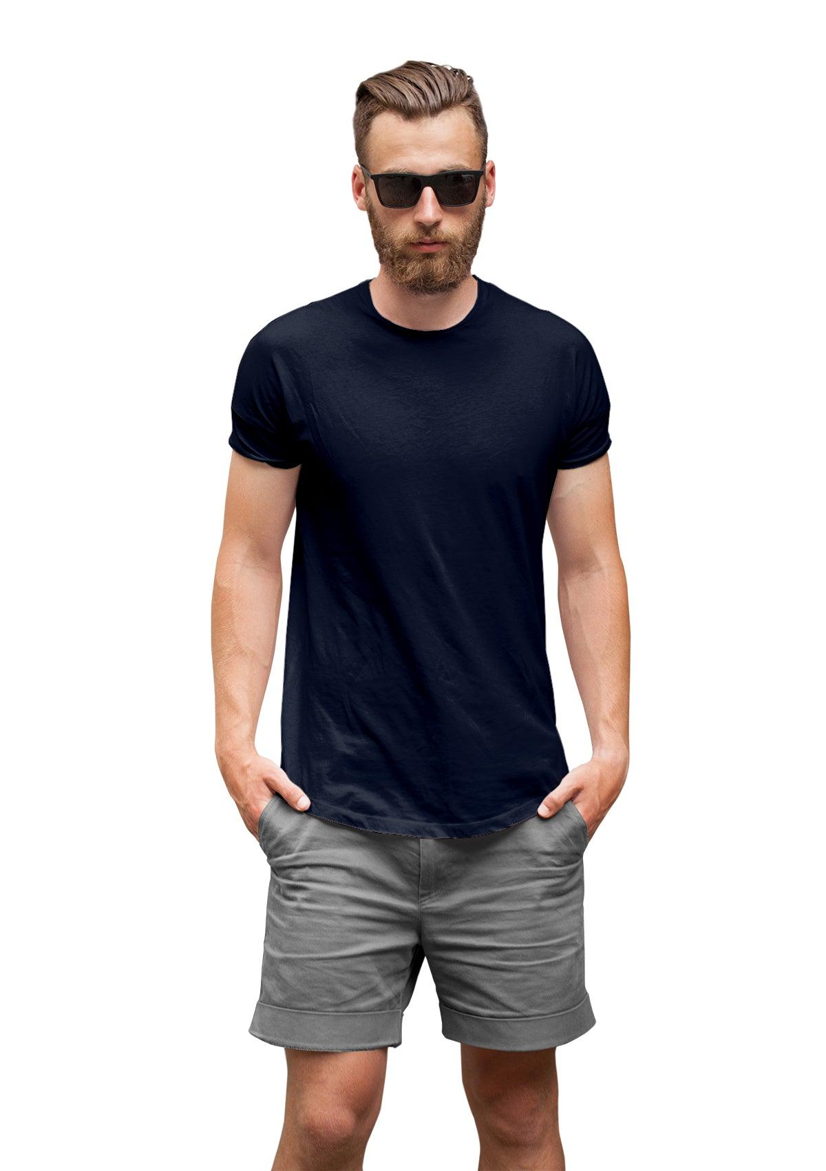 Vintage Navy Blue Short Sleeve Crew Neck T-Shirt