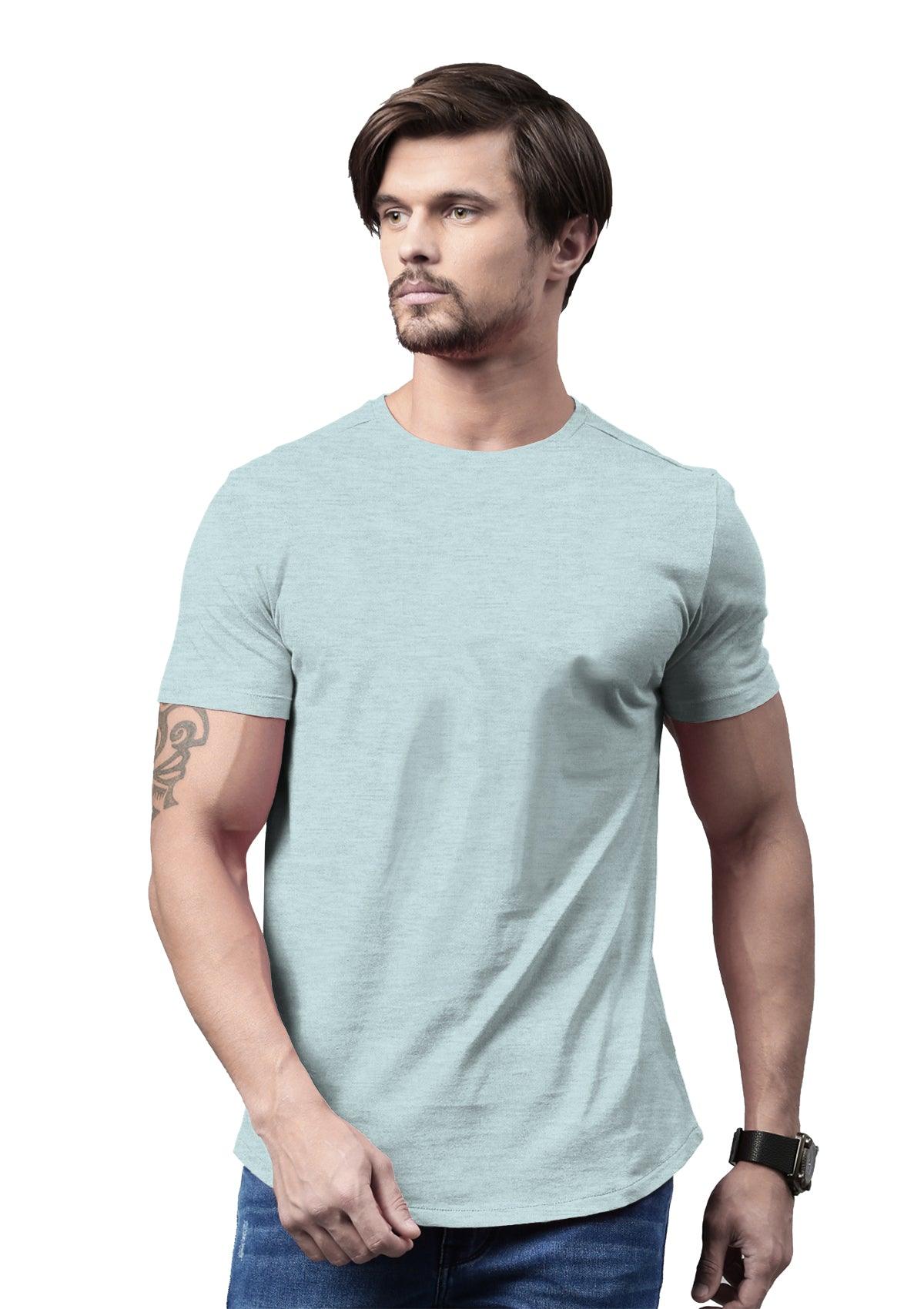 Men's Ice Blue Heather Short Sleeve Crew Neck T-Shirt
