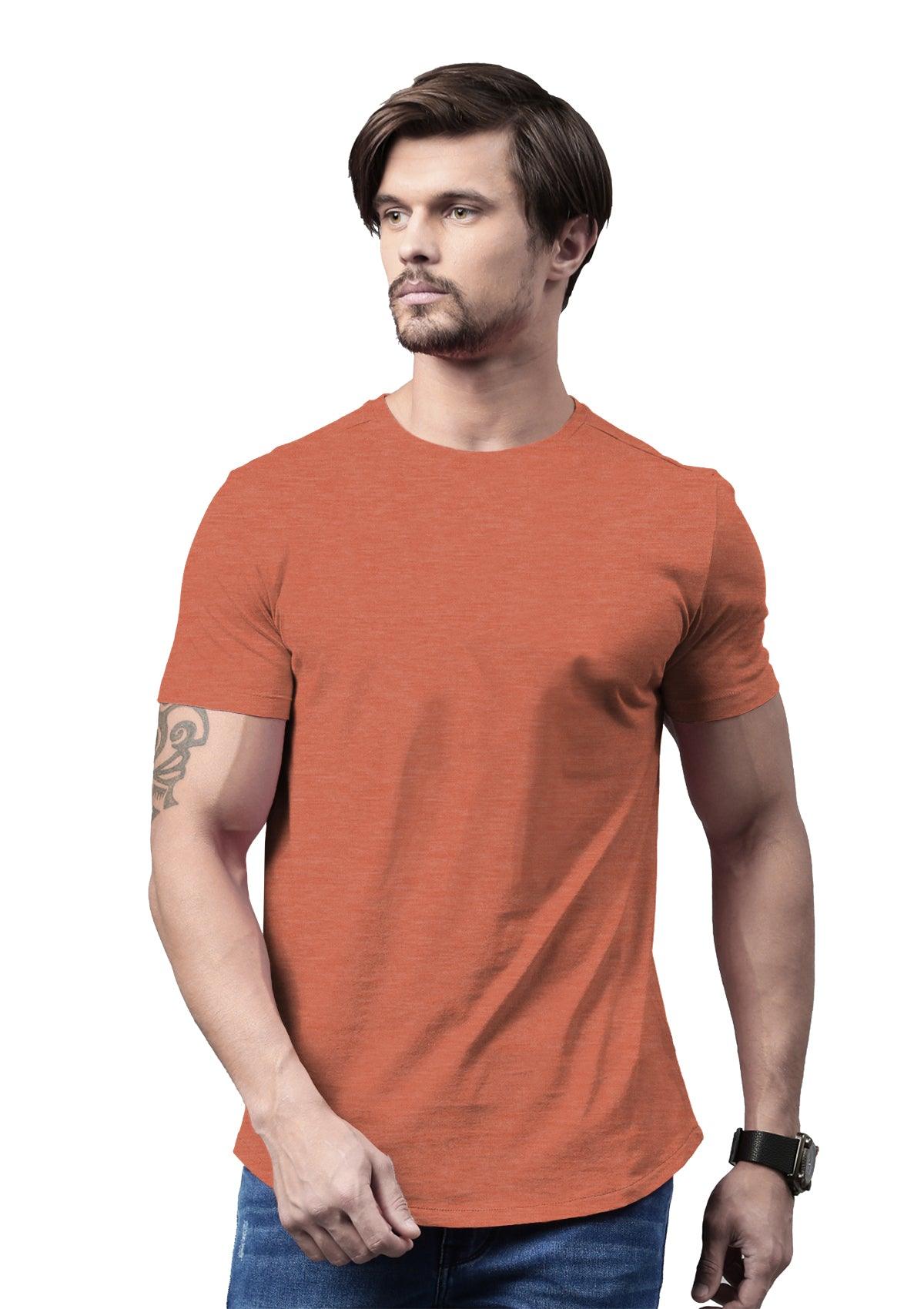 Men's Orange Heather Short Sleeve Crew Neck T-Shirt