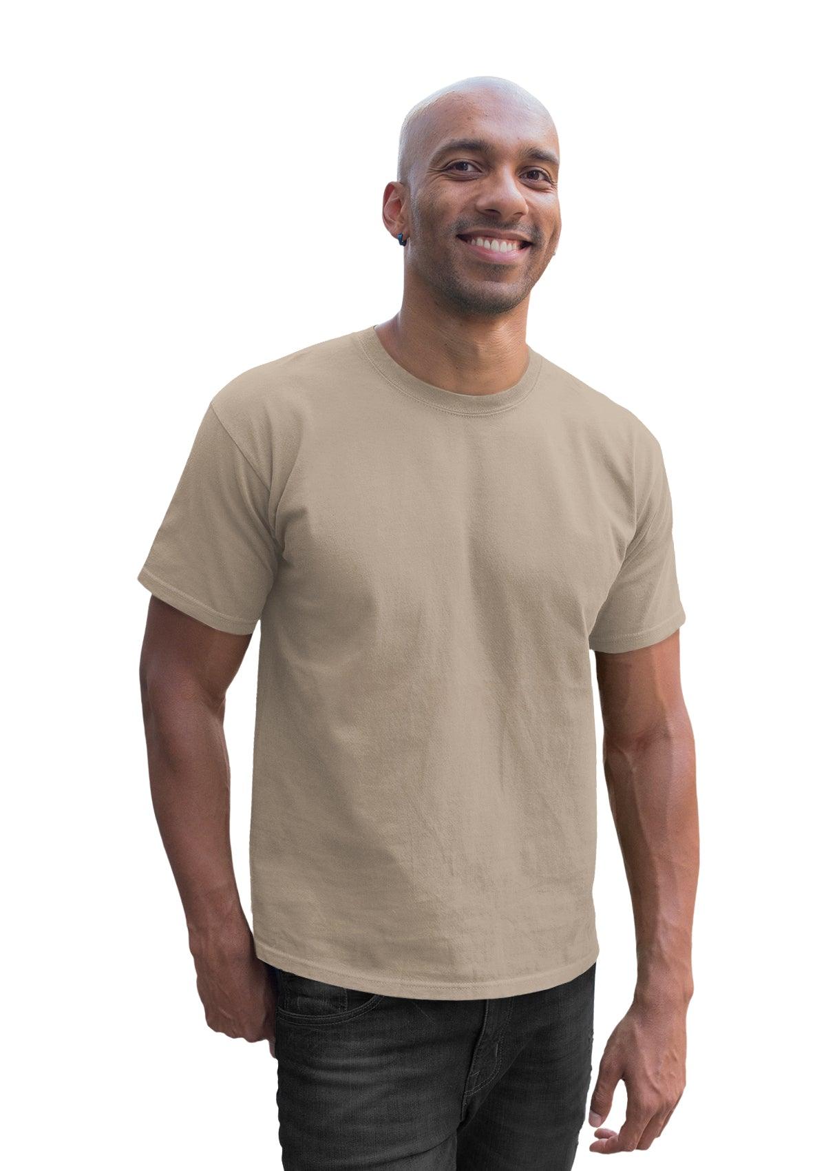 Men’s Tan T-Shirt – 100% Cotton Crew Neck T-Shirt for Men