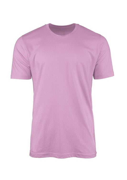 Mens T-Shirt Short Sleeve Crew Neck Lilac Cotton