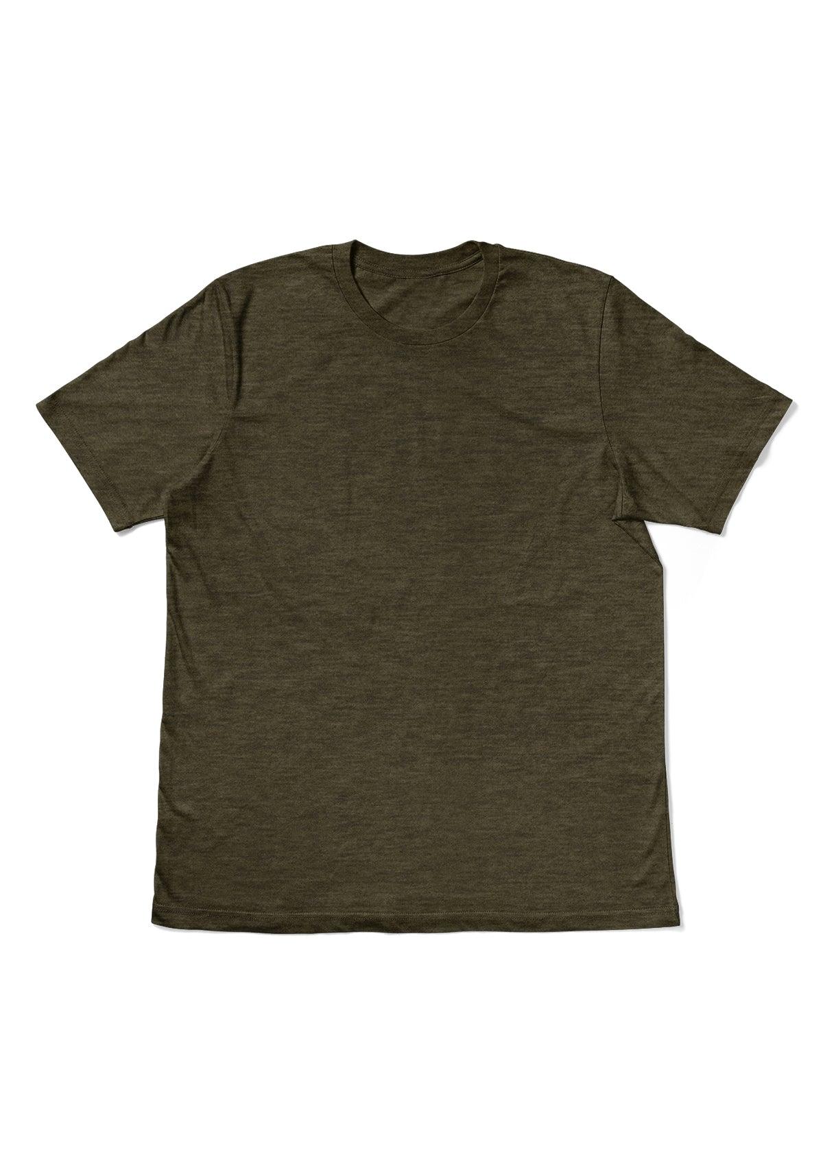 Mens T-Shirt Short Sleeve Crew Neck Olive Green Triblend
