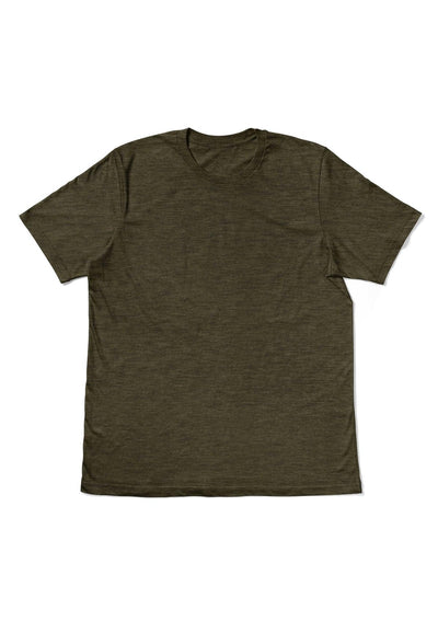 Mens T-Shirt Short Sleeve Crew Neck Olive Green Triblend