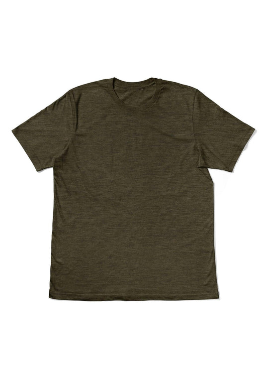 Mens T-Shirt Short Sleeve Crew Neck Olive Green Triblend