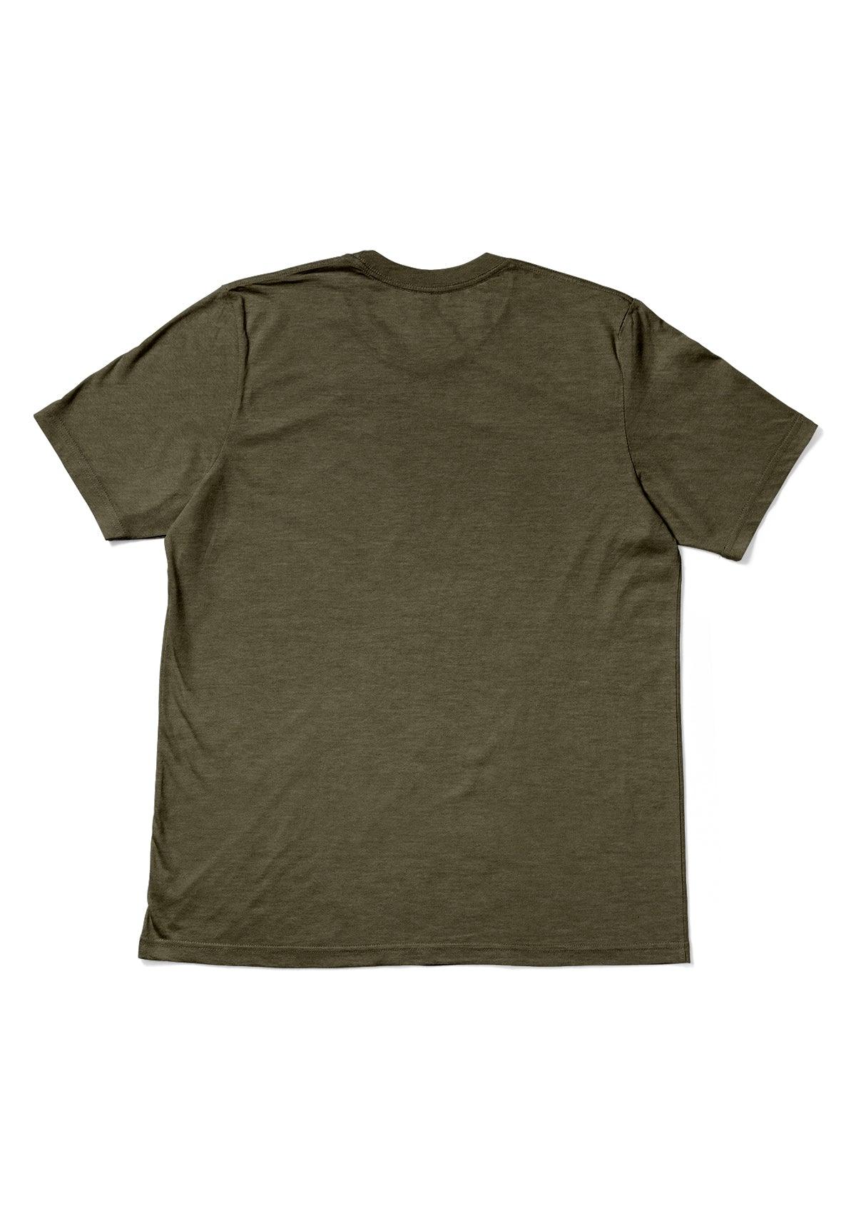 Mens T-Shirt Short Sleeve Crew Neck Olive Green Triblend