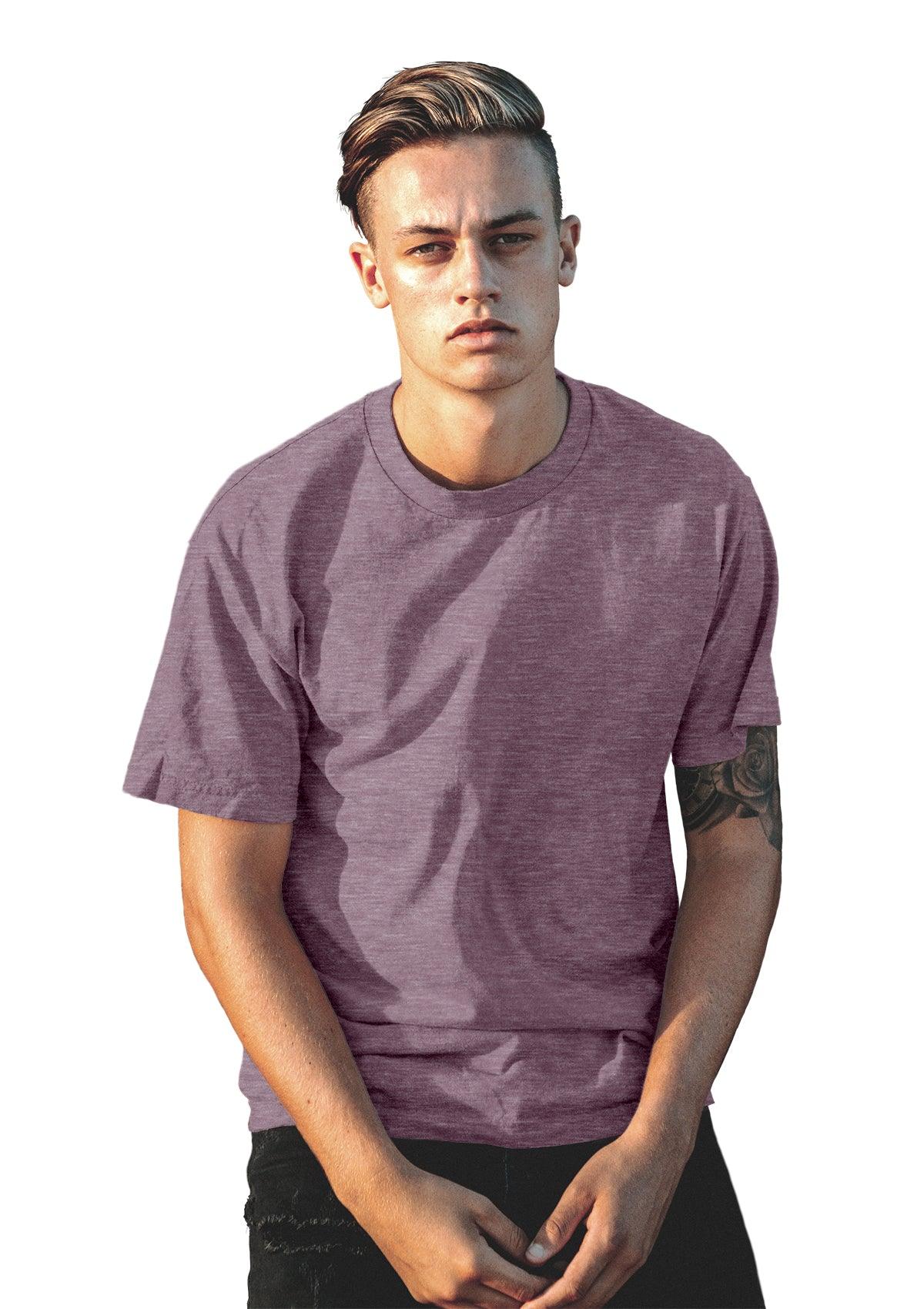 Mens T-Shirt Short Sleeve Crew Neck Orchid Purple Triblend