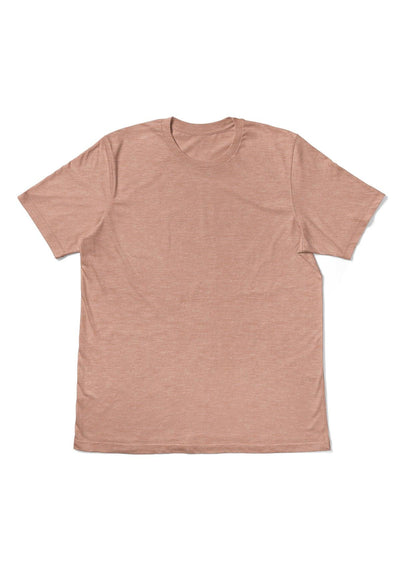 Mens T-Shirt Short Sleeve Crew Neck Peach Triblend